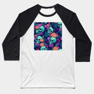 Floral skulls Baseball T-Shirt